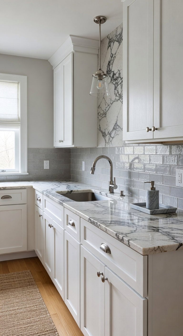 elegant gray veined white granite captivates
