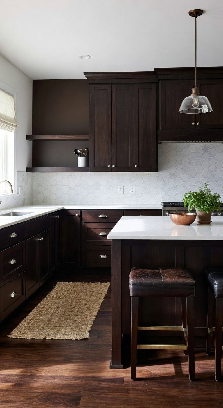 elegant grounded high contrast kitchen style
