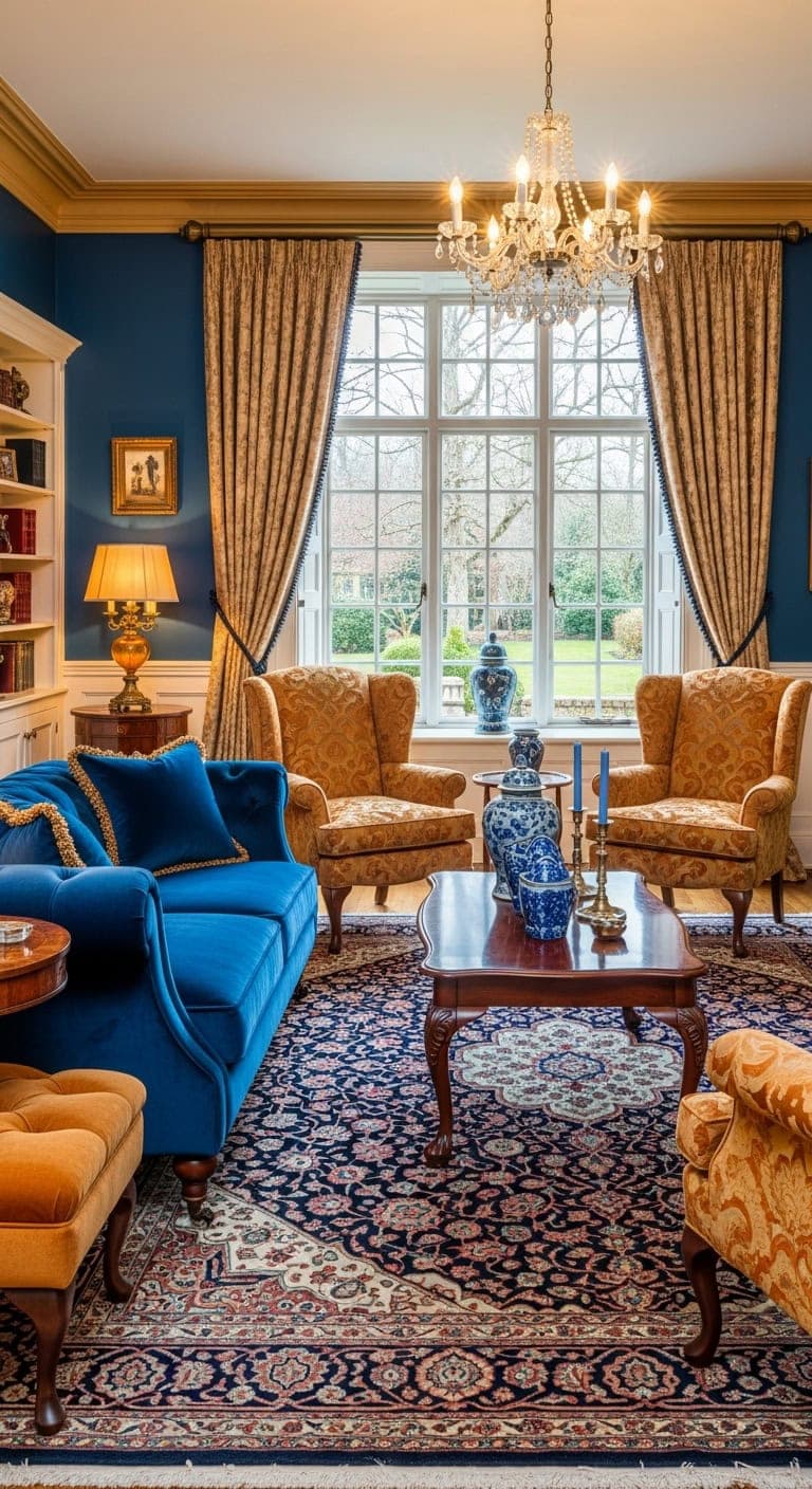 elegant traditional with royal blue accents