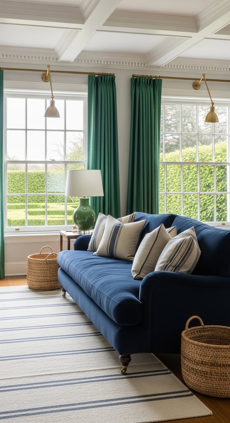 elevate living room decor navy blue