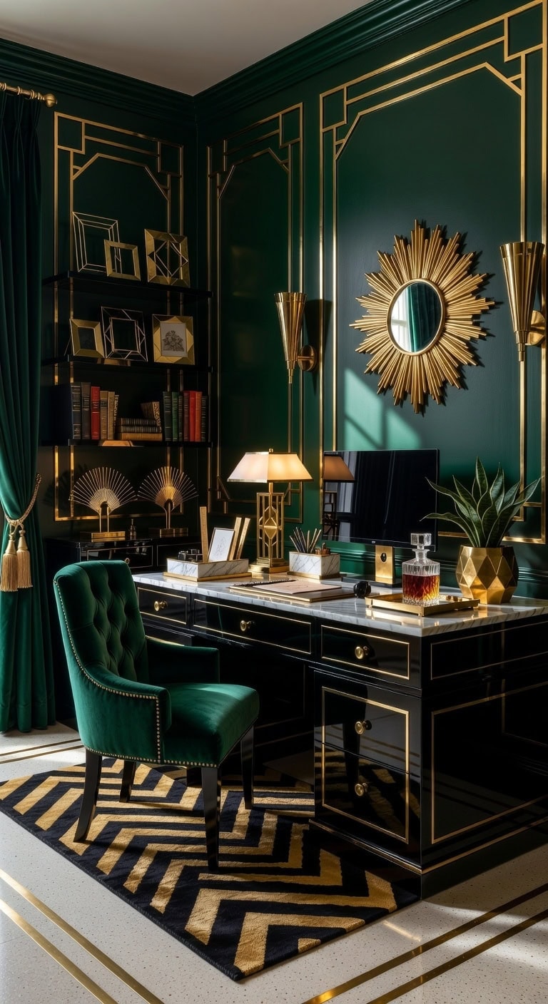 emerald gold velvet marble