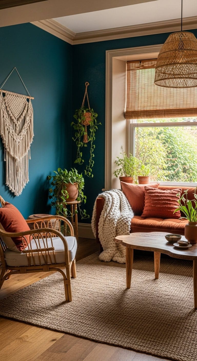 enveloping bohemian warmth with natural textures