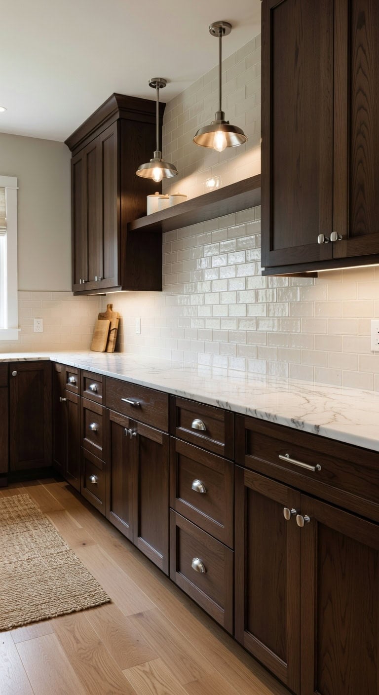 espresso cabinets brushed nickel hardware