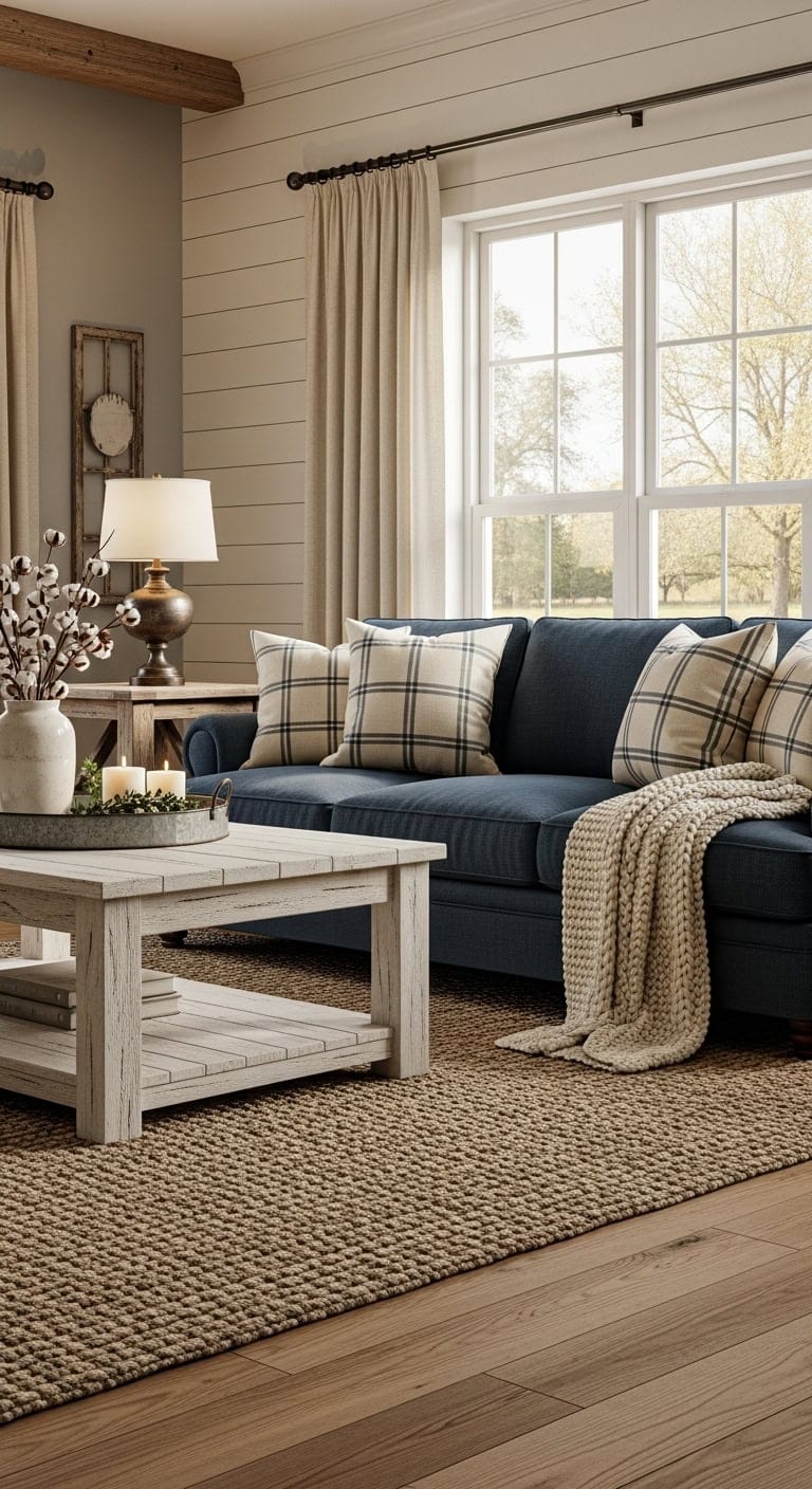 farmhouse rustic navy cozy retreat