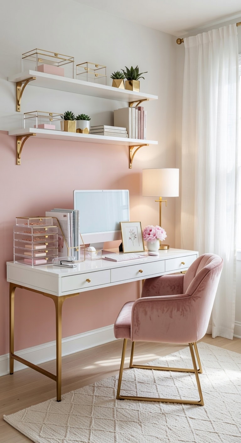 feminine polished airy office organization