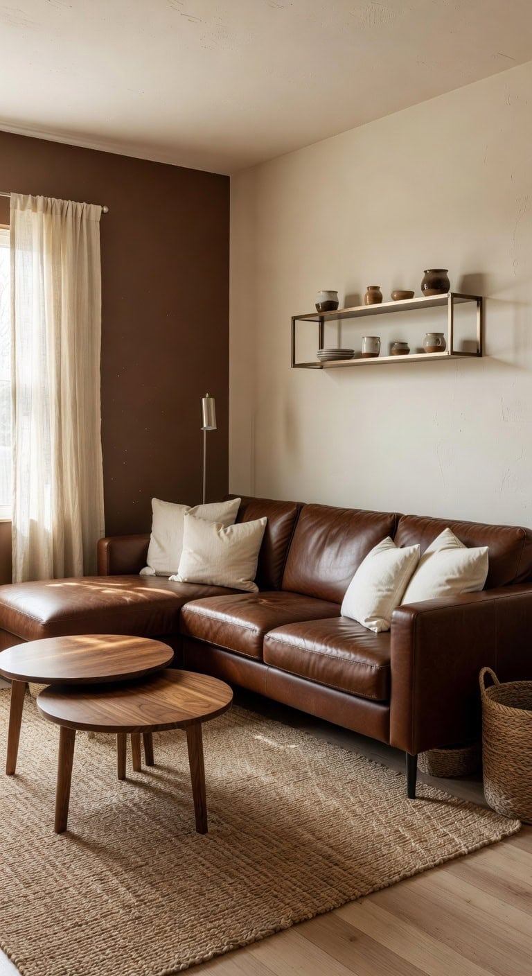 floating sectional anchors cozy minimalist space