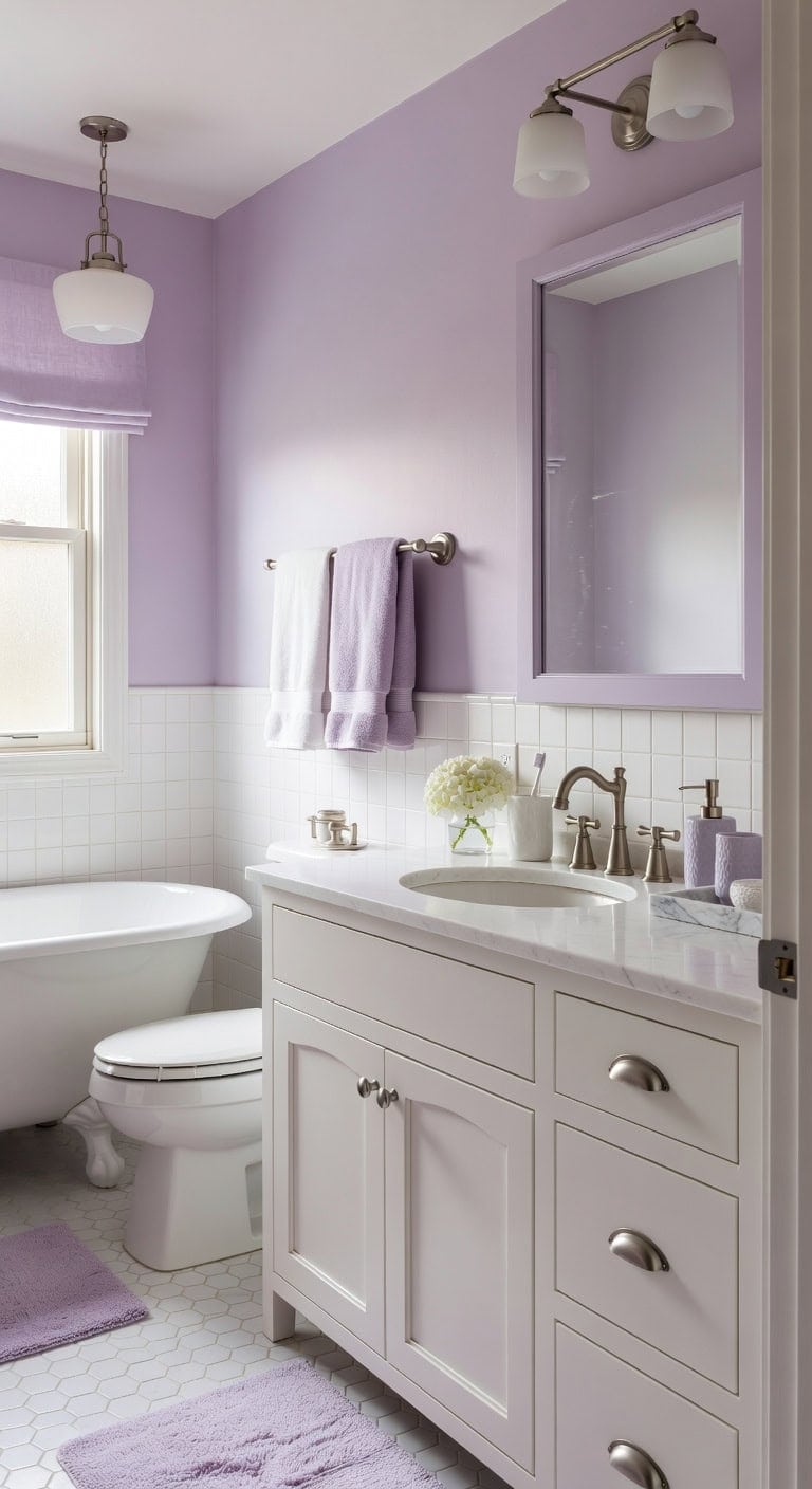 gentle lilac statement piece bathroom