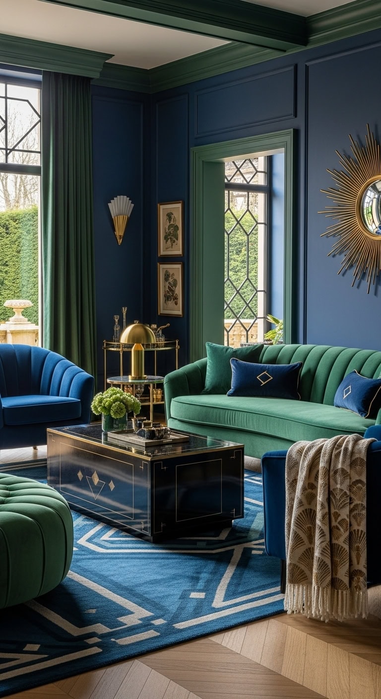 glamorous art deco living room retreat