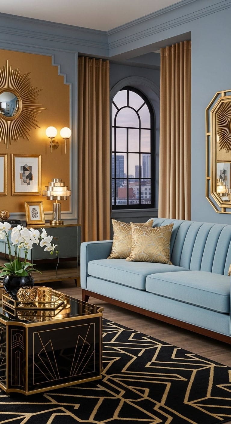 glamorous art deco living room