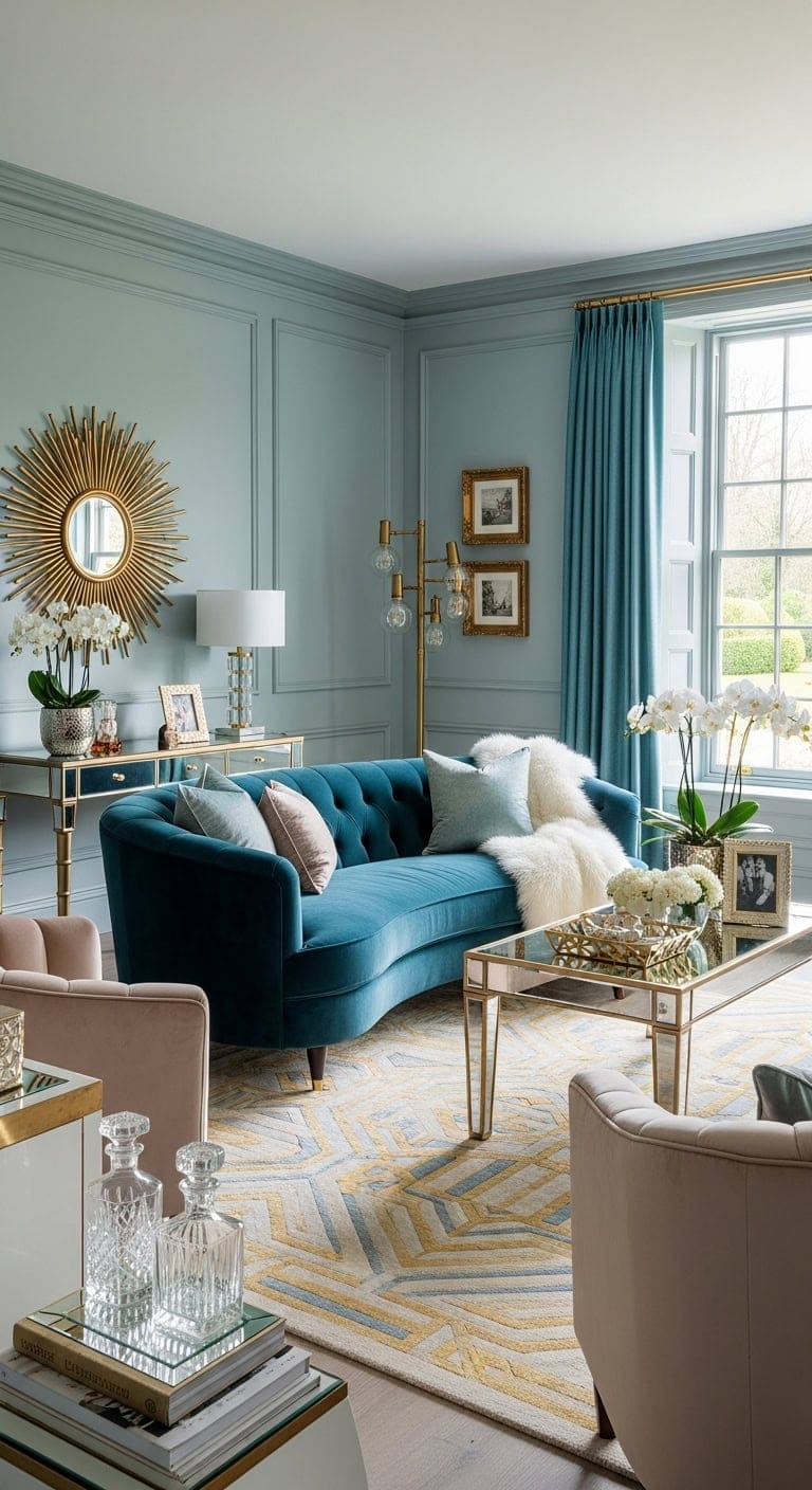 glamorous cozy hollywood inspired living room