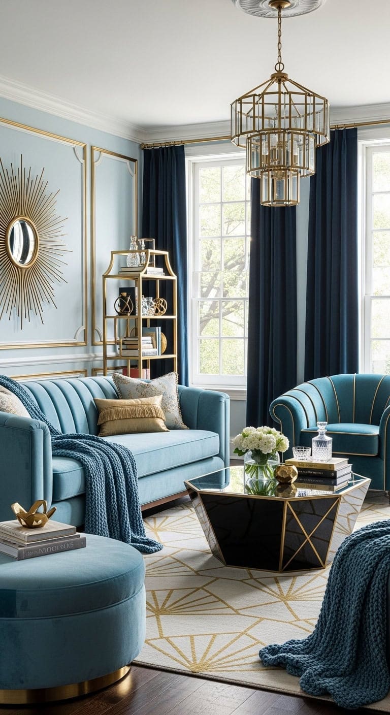 glamorous geometric sky blue art deco