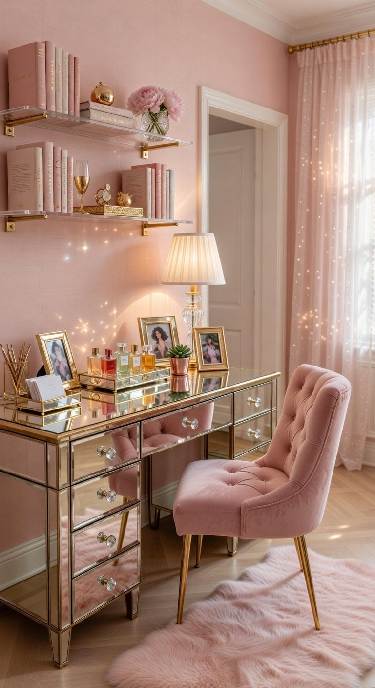 glamorous indulgent reflective productive workspace