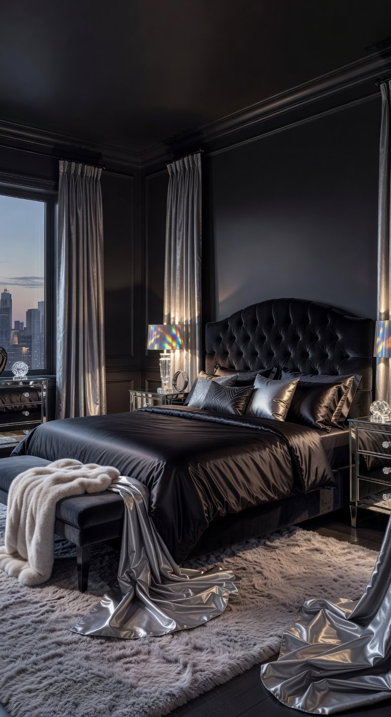 glamorous reflective luxurious transformative bedroom