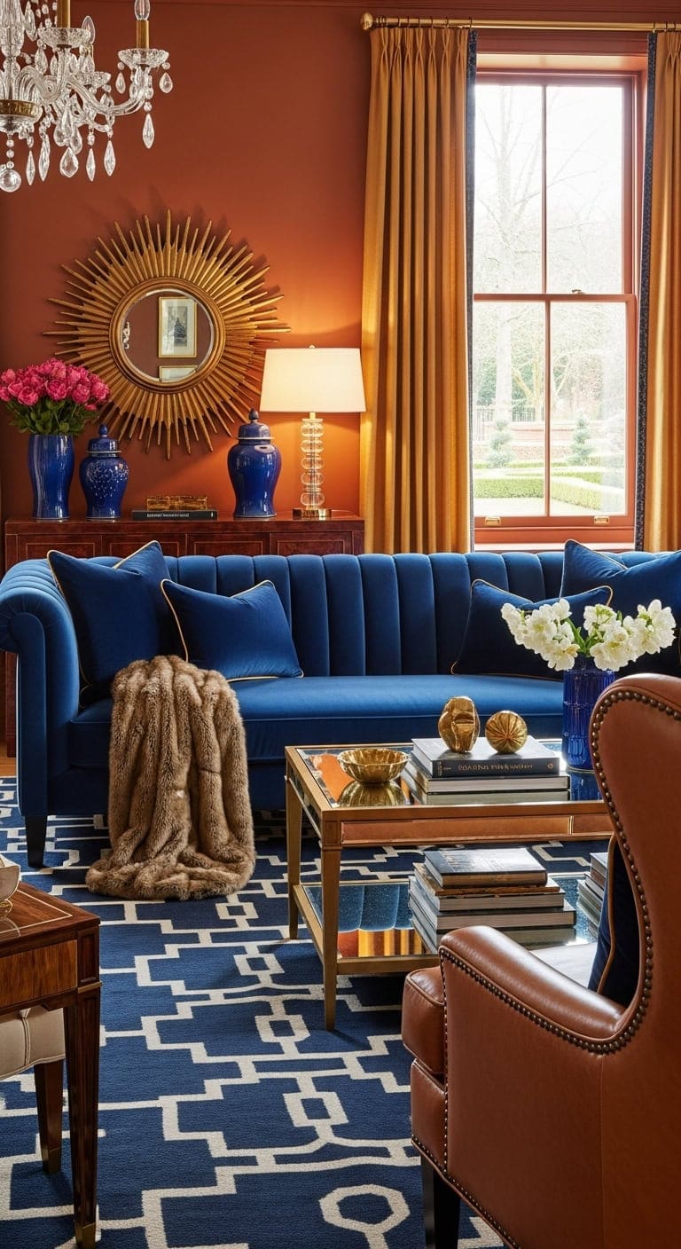 glamorous vintage inspired living room design