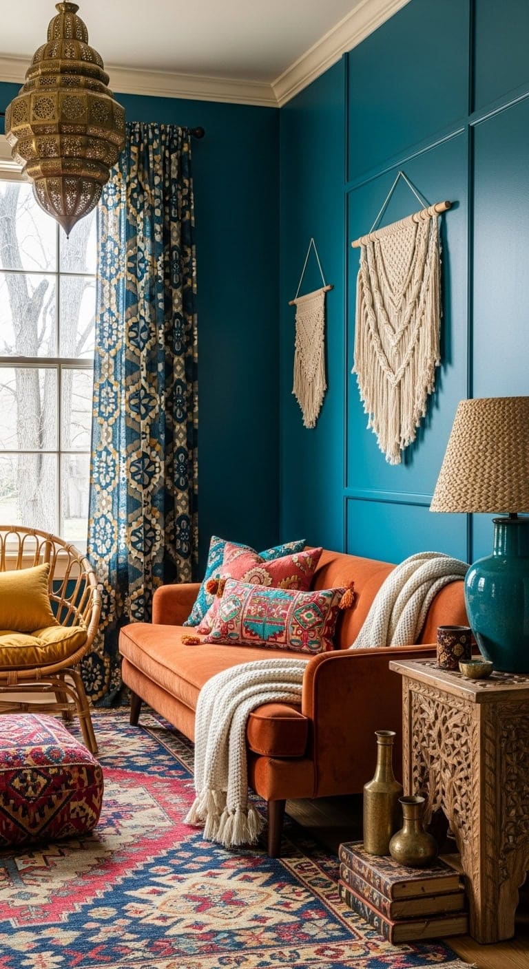 global bohemian textile teal fusion