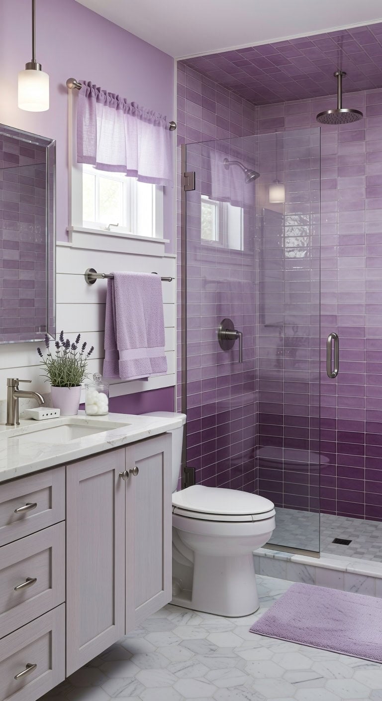 gradient lavender to plum tiles