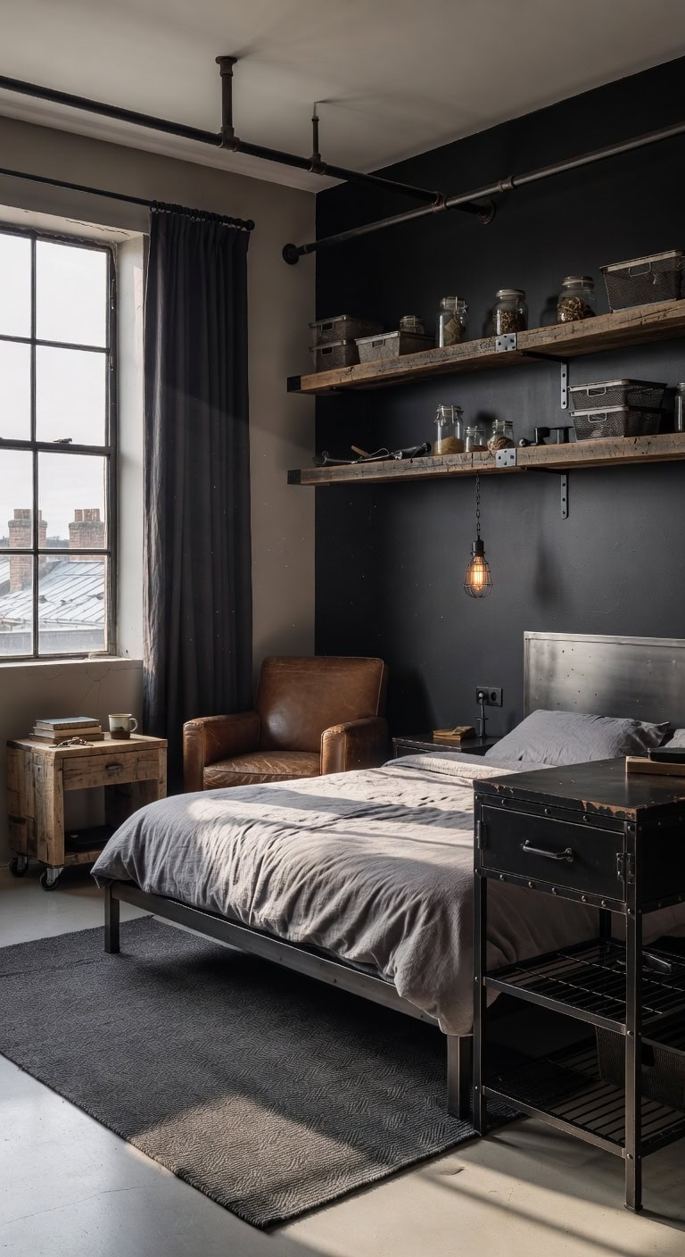 gritty functional industrial chic bedroom vanity