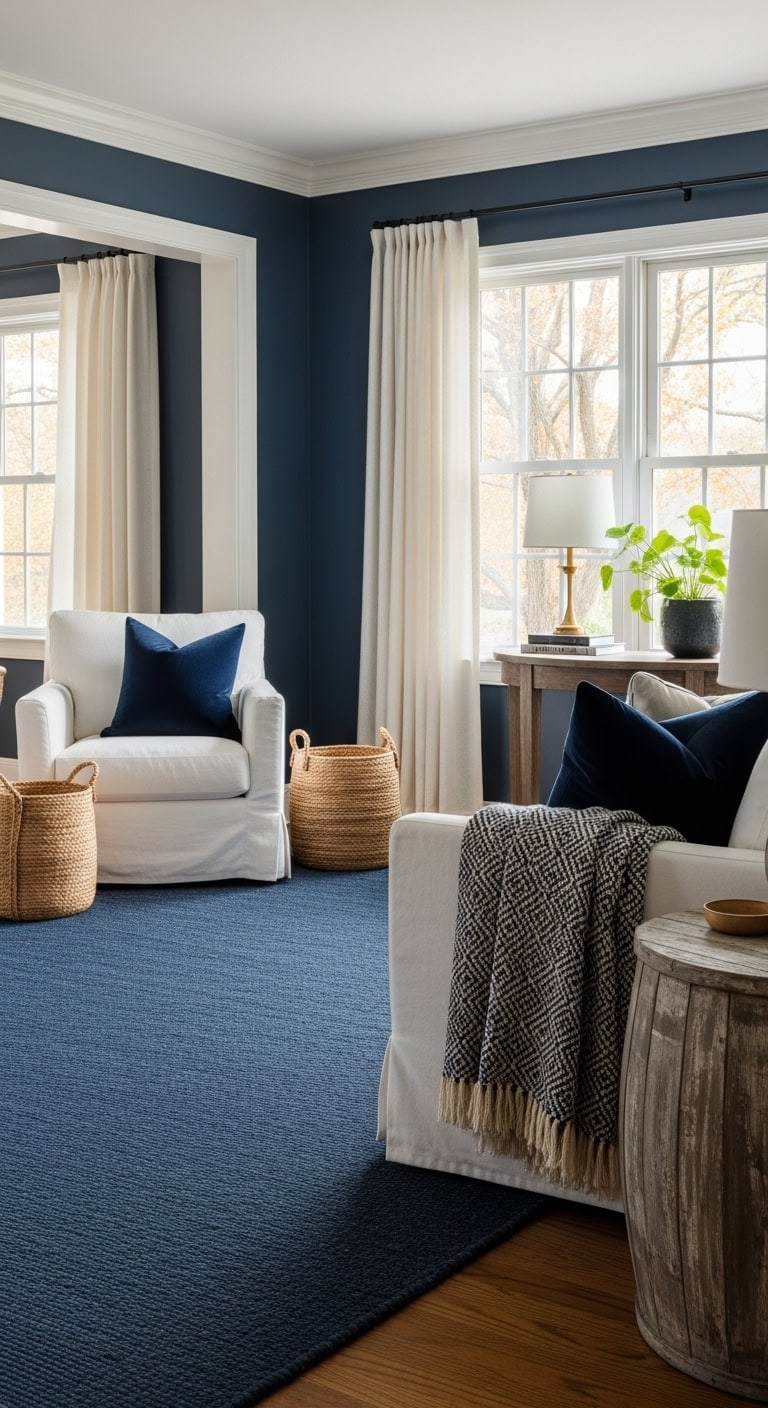 grounding navy blue rug sanctuary