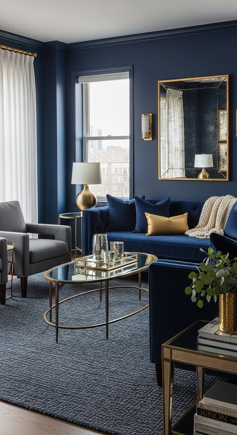 illuminating navy blue with metallics