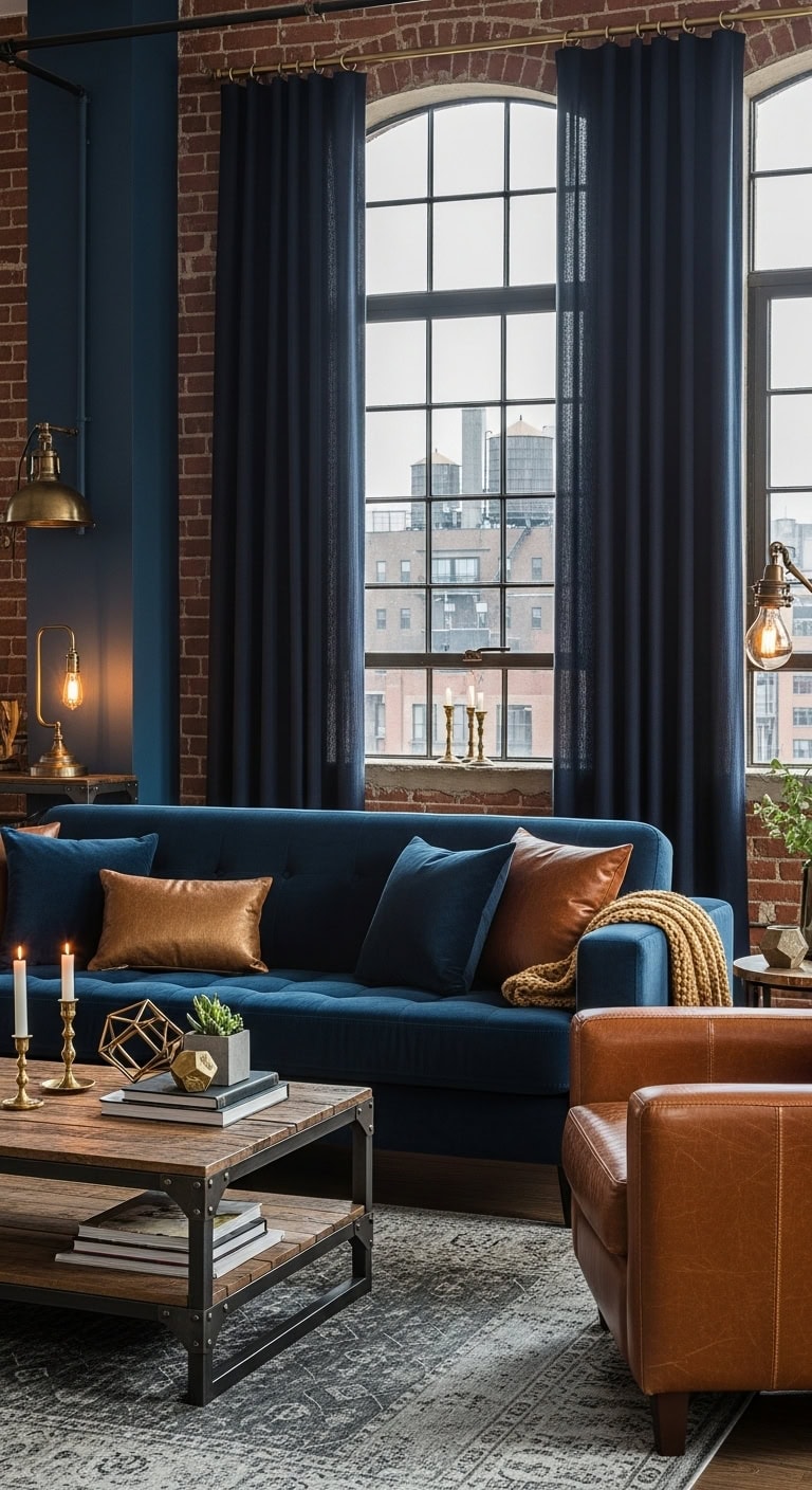 industrial elegance with brass accents