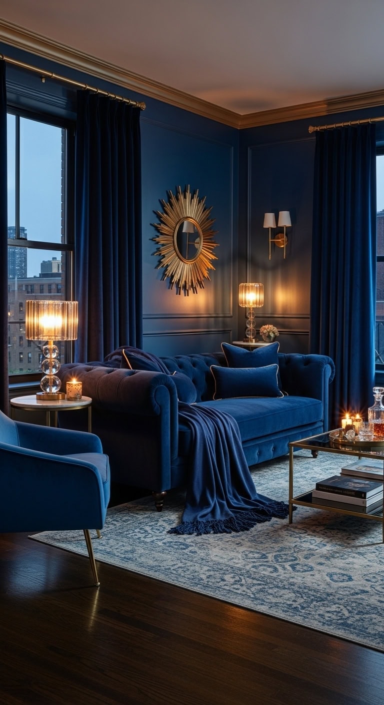 intimate moody sapphire jewel toned haven