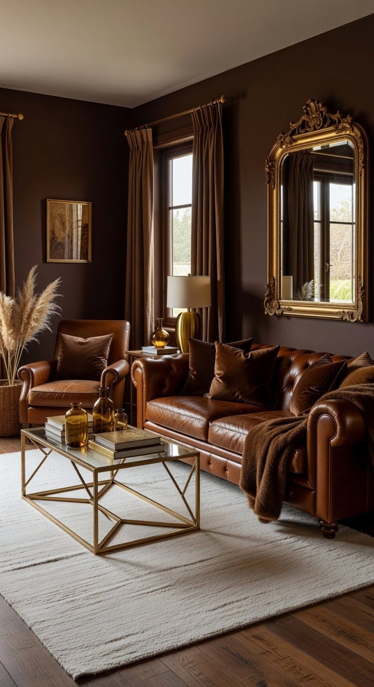 intimate sophisticated cocoon with golden accents