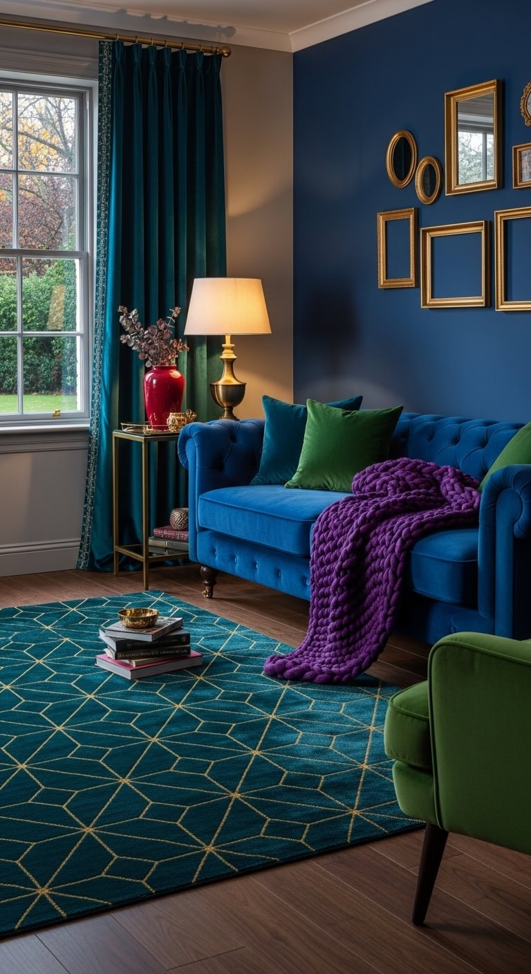 jewel toned royal blue sophisticated living