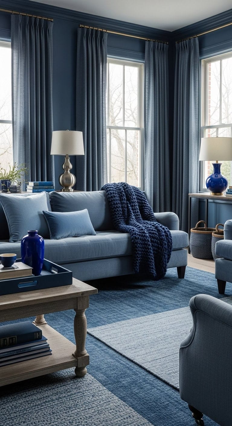 layered calming sophisticated monochromatic blue