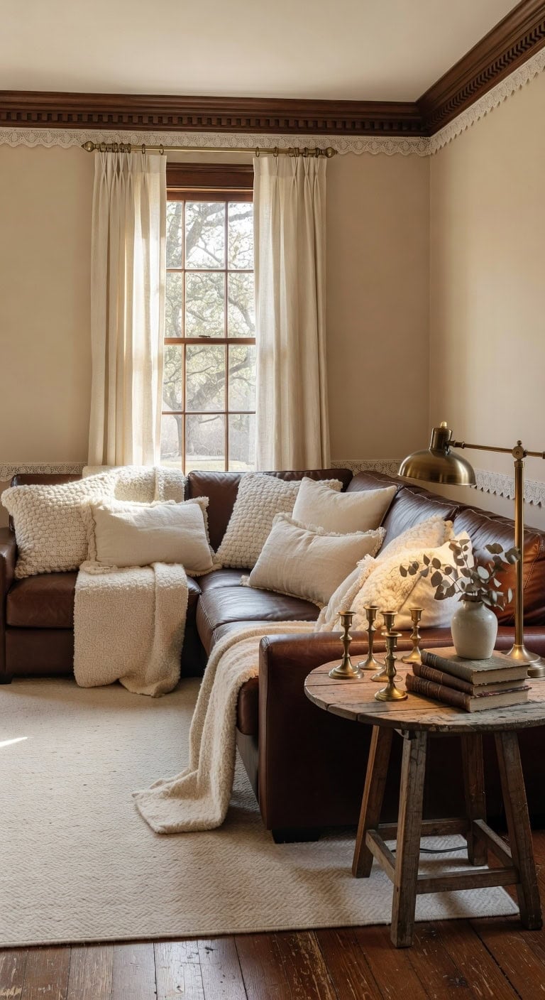 layered neutral tonal pillow arrangement