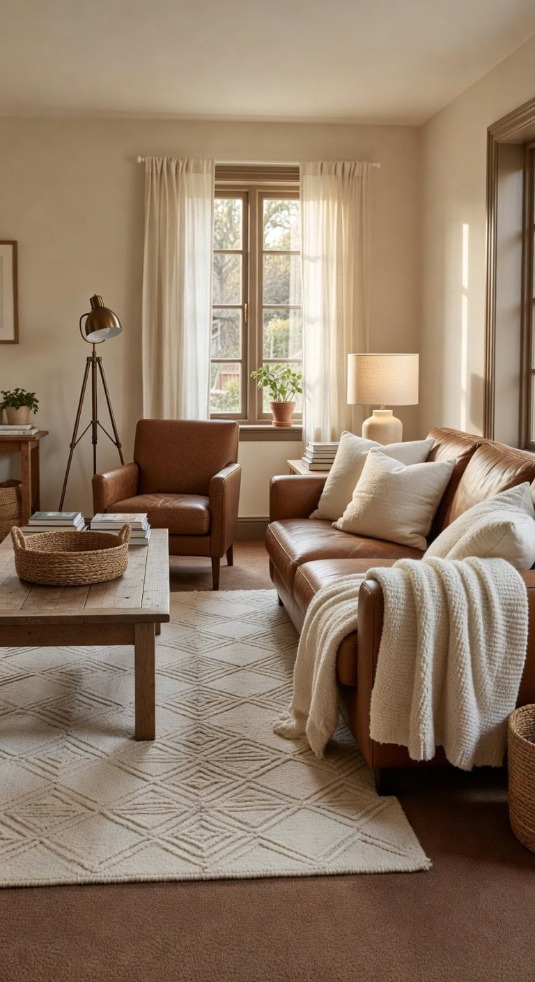 layered rug creates visual dimension