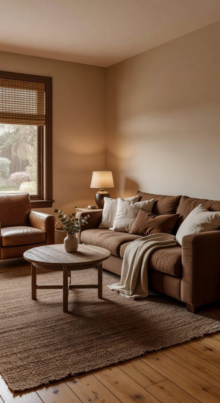 layered rugs over natural wood