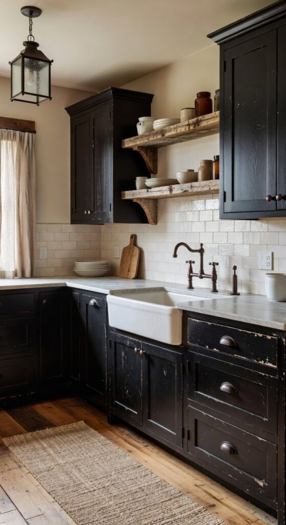 21 Rustic Black Kitchen Cabinets Ideas That Blend Edgy and Earthy