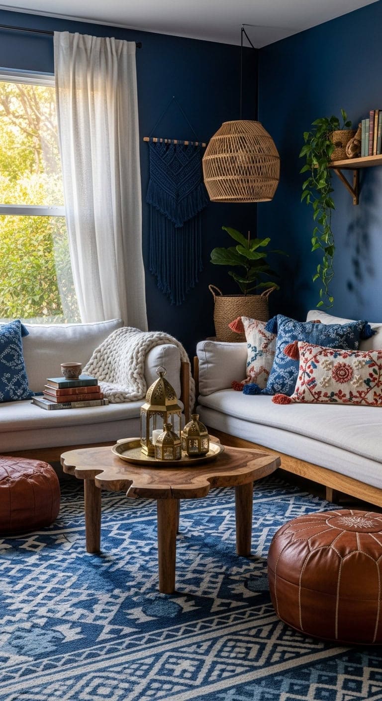 layered textured bohemian indigo