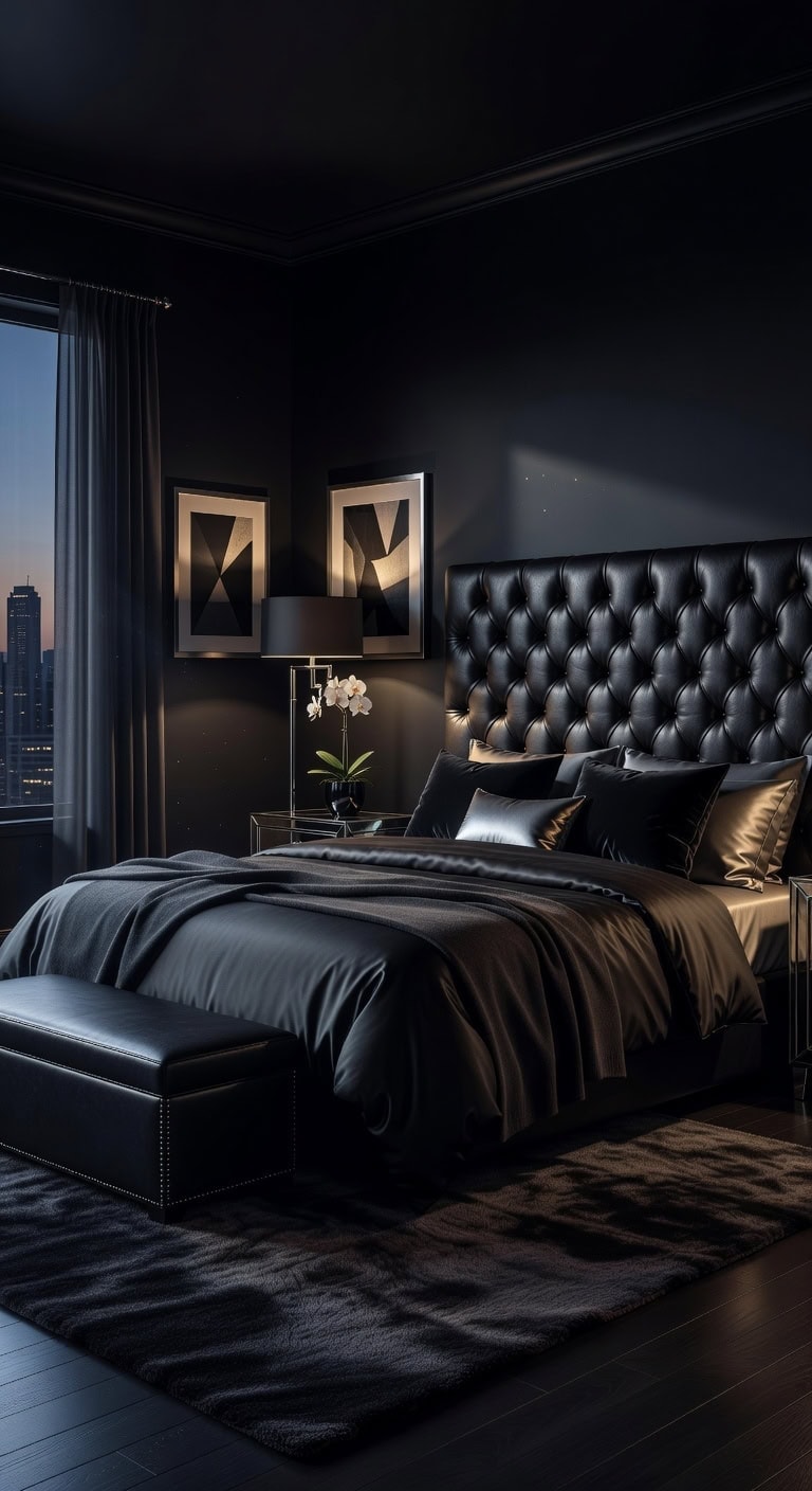 luxurious and sophisticated leather bedroom retreat