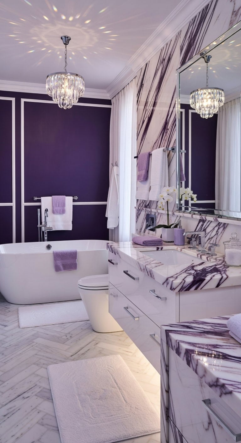 luxurious bathroom retreat with purple marble