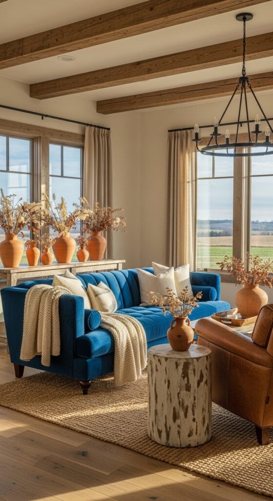 23 Blue Velvet Sofa Living Room Ideas That Feel Glamorous and Rich