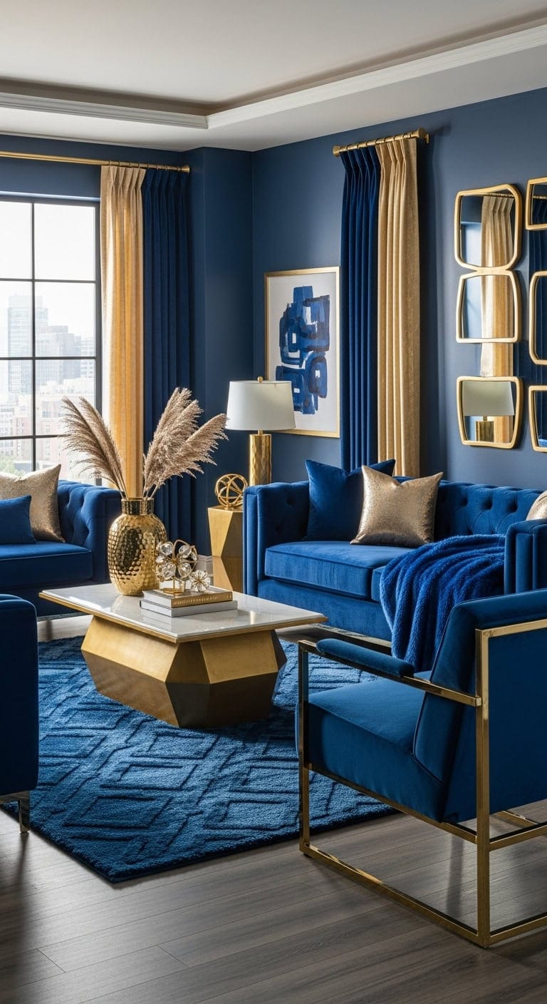 luxurious cobalt blue and polished gold