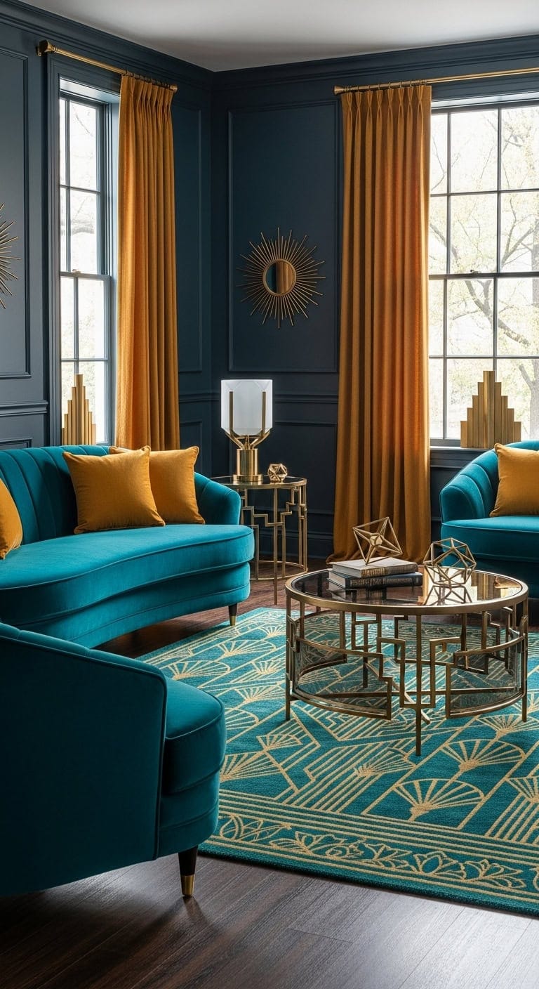 luxurious jewel toned art deco inspired seating