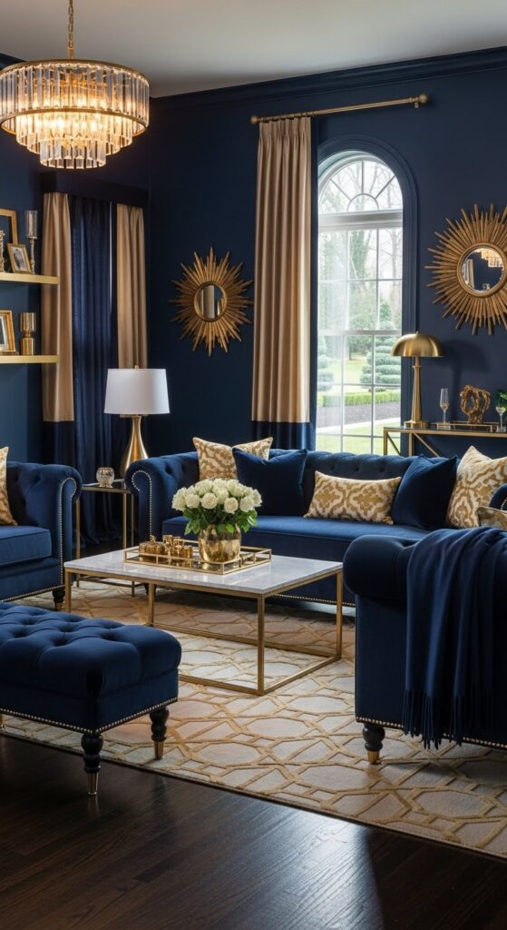 23 Navy Blue Living Room Ideas That Master This Deep Shade