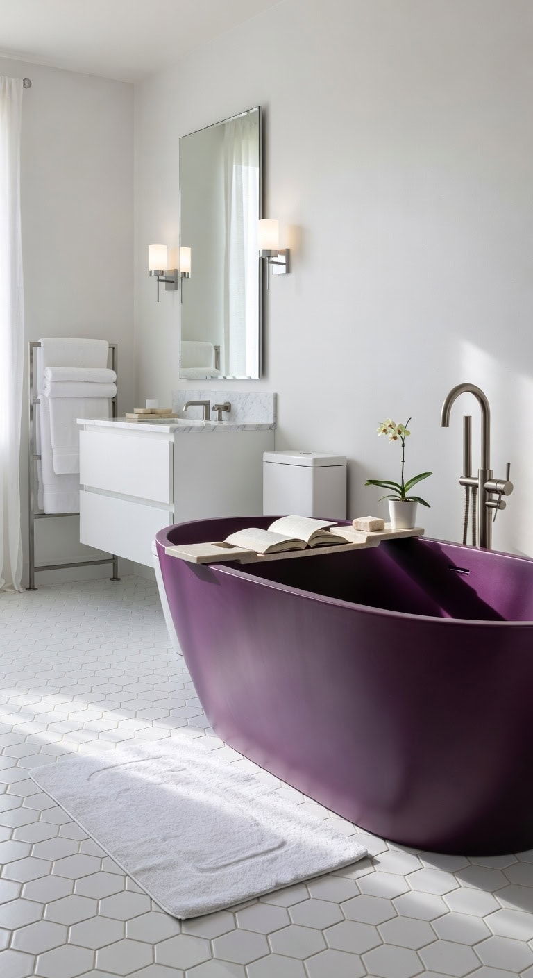luxurious plum freestanding bathtub statement piece