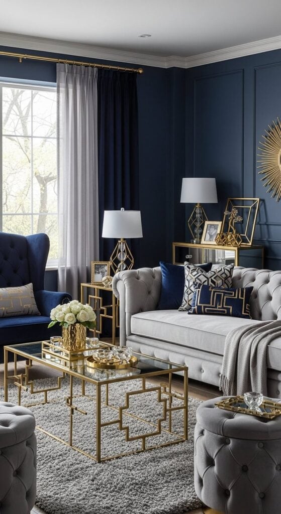 23 Navy Blue and Grey Living Room Ideas That Master the Cool Palette