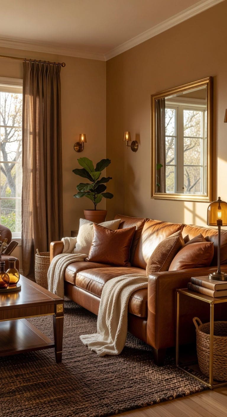luxurious yet lived in leather clad living room