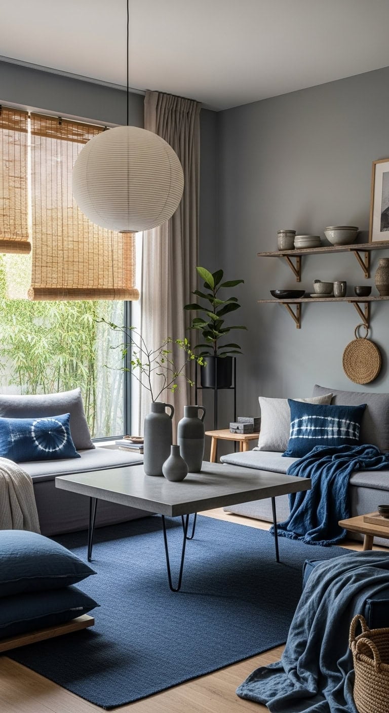 minimalist indigo concrete zen