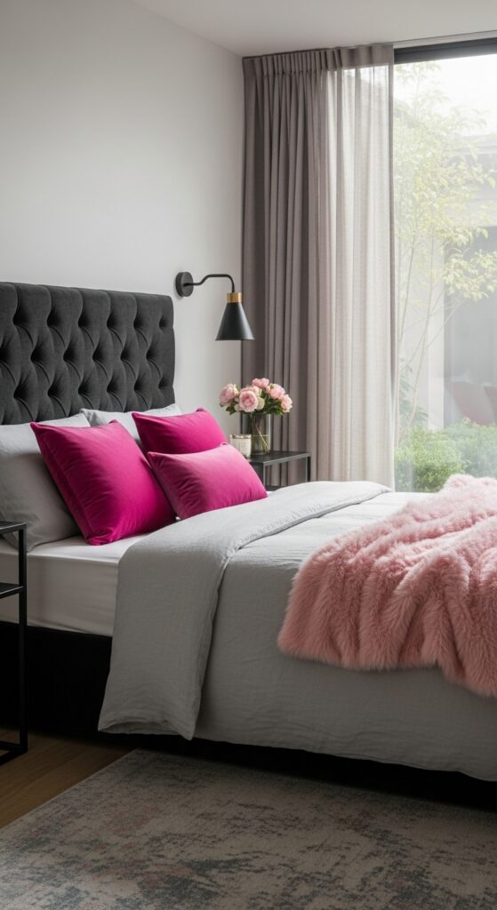 23 Black Pink and Grey Bedroom Ideas for Modern Feminine Contrast
