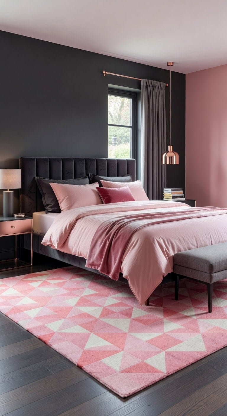 modern geometric bedroom transformation