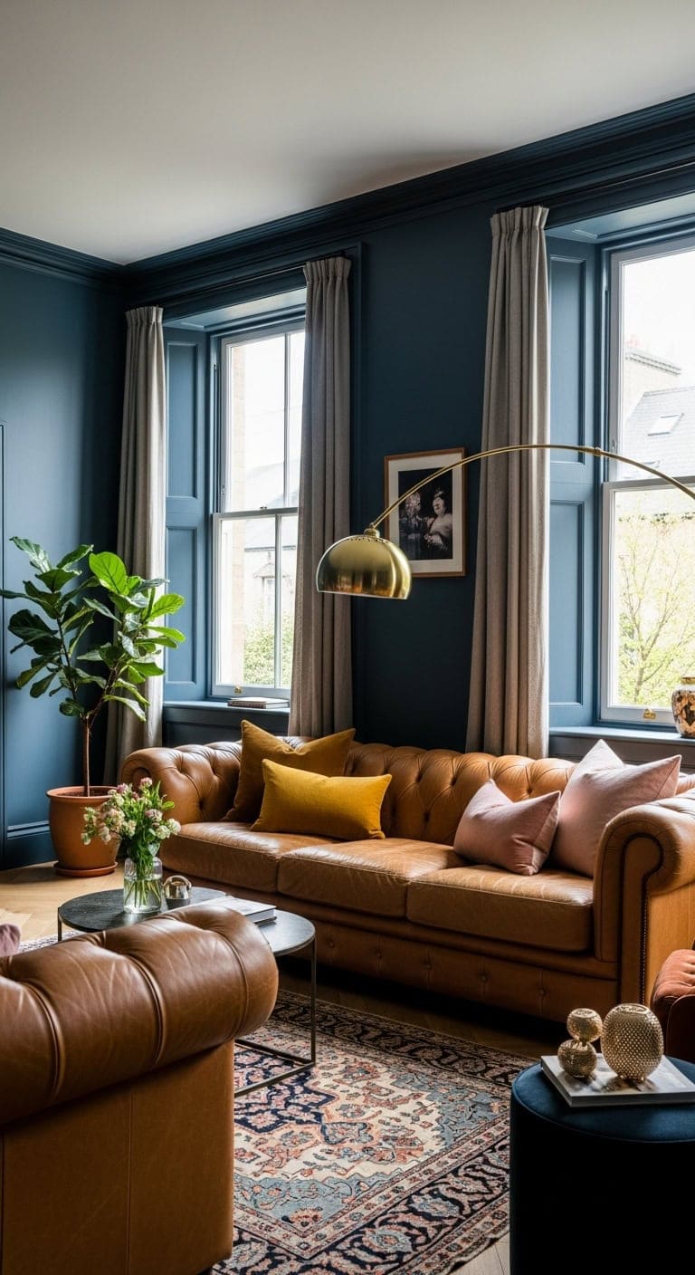 moody cozy curated hague blue living
