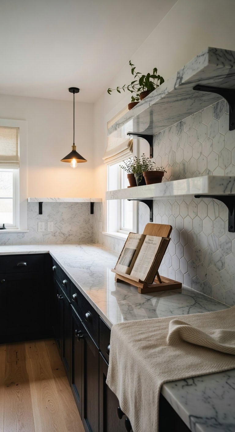 multifunctional marble kitchen display shelving