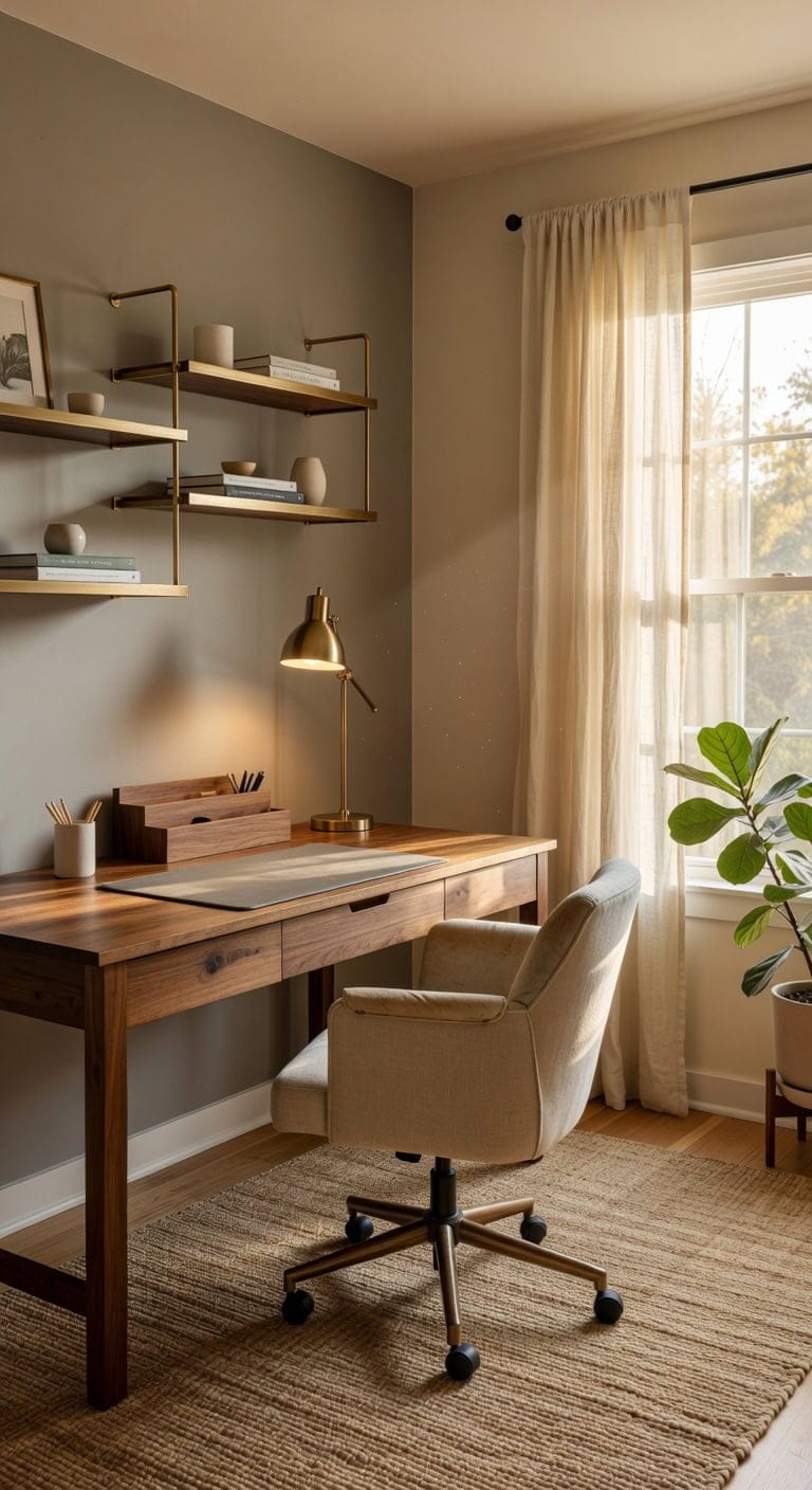 naturally lit grounded calming home office