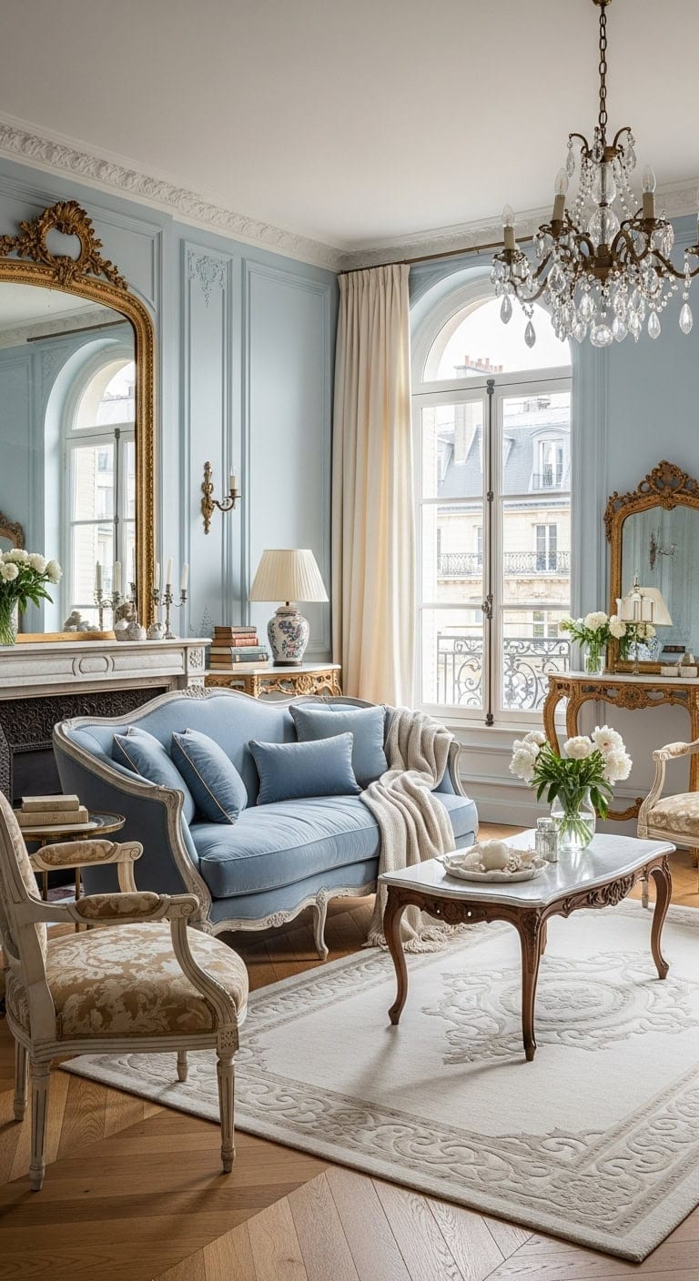 parisian elegance blue hues luxurious textures