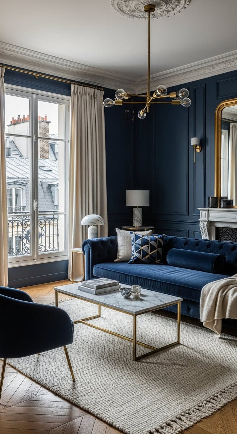 parisian elegance navy velvet marble accents
